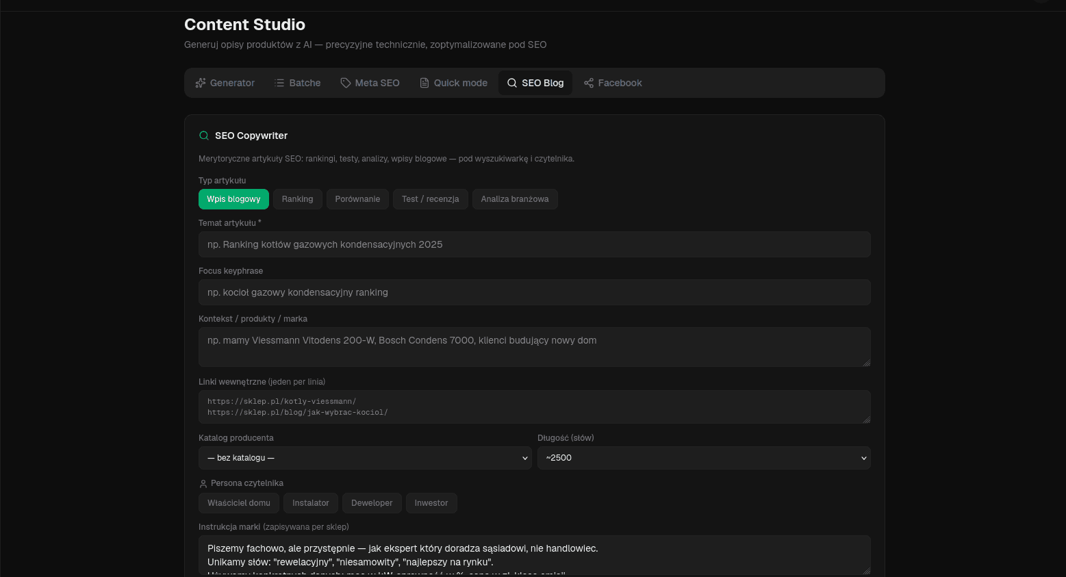 WooMate Studio — SEO Blog, article generator